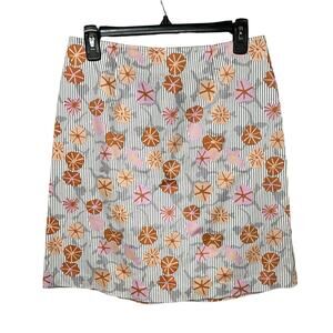 Gene Meyer Multicolor‎ Pinstripe & Floral Lily Pad Print Skirt sz 4